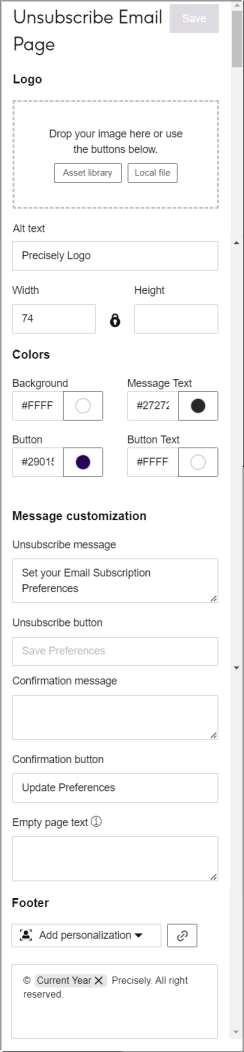 Unsubscribe Email Page