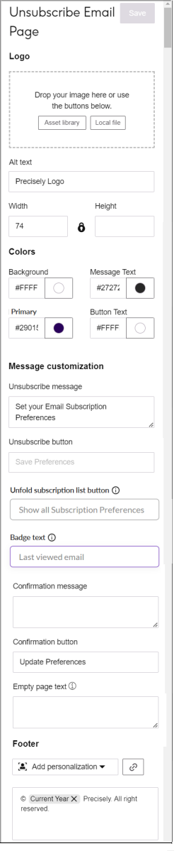 Unsubscribe Email Page