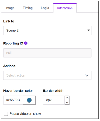 Interaction tab link to scene